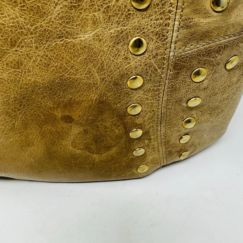 Sabina New York Brown Leather Hobo Bag Purse Handbag Studs‎ Braided Strap